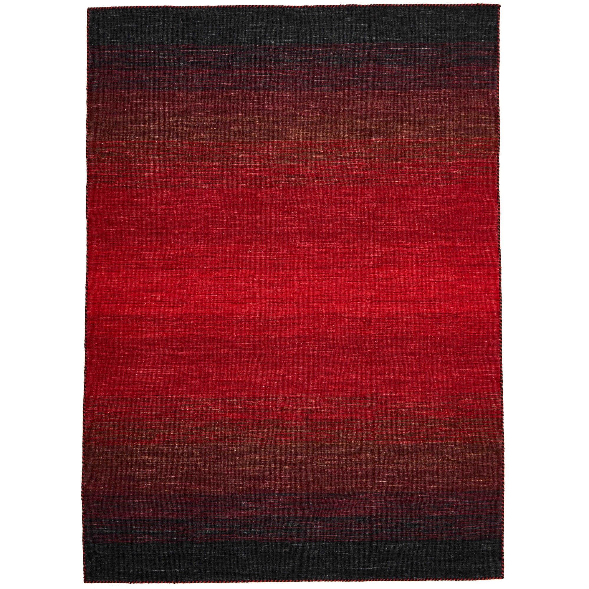 Panorama Kelim Modern Wool Rug Hld180805 In Black Red